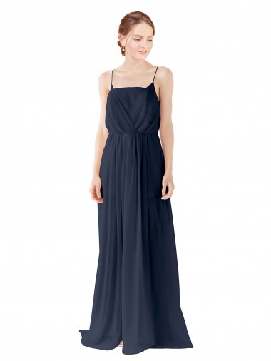 Spaghetti Straps Open Back Long Chiffon Bridesmaid Dress Glasgow