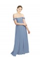 Long Floor Length Chiffon Bridesmaid Dress with Fluttering Off the Shoulder Straps