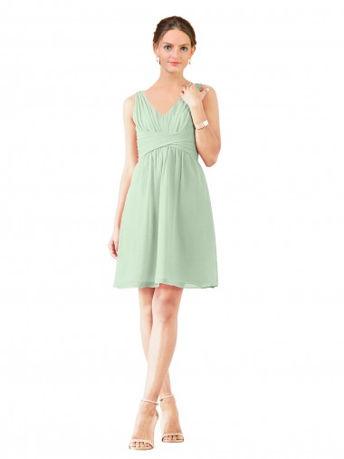 v-Neckline Short Knee Length Chiffon Cocktail Bridesmaid Dress Glasgow