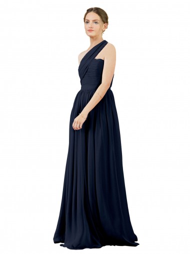 Draped One Shoulder Strapless Chiffon Bridesmaid Dress Glasgow