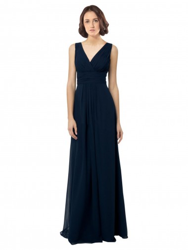 Chiffon Sleeveless Bridesmaid Dress with V Front and Back Glasgow