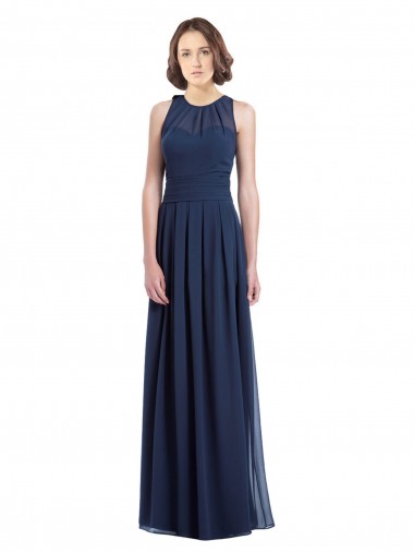 Chiffon High Neck Sleeveless Bridesmaid Dress with Pleats Glasgow