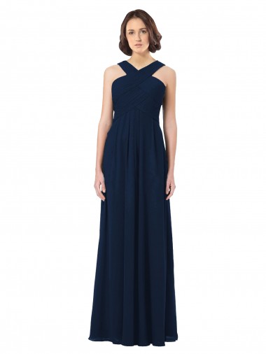 Long Chiffon Bridesmaid Dress V-Neck Top Glasgow