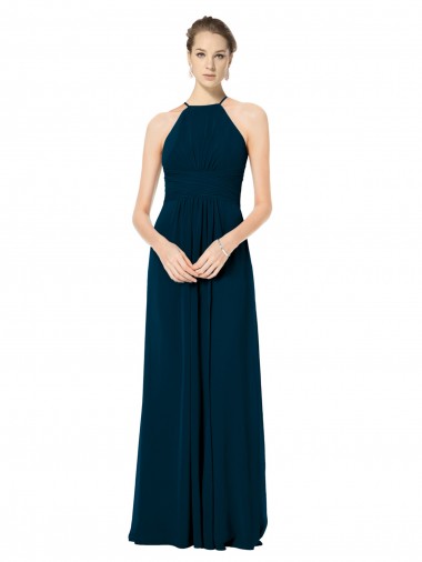 Spaghetti Strap Long Chiffon Halter A-Line Bridesmaid Dress Glasgow