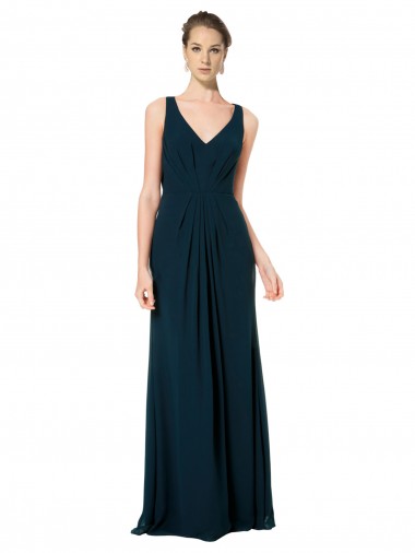 Long Chiffon V-Neck Sleeveless Bridesmaid Dress with Large Keyhole Back Glasgow