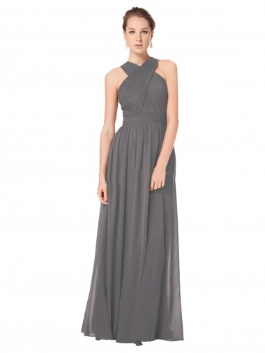 Long Chiffon Halter Bridesmaid Dress Keyhole Back Glasgow