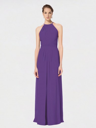 Long Chiffon Spaghetti Strap Halter Bridesmaid Dress Glasgow
