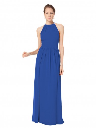 Long Chiffon High-Neck Sleeveless Bridesmaid Dress Glasgow