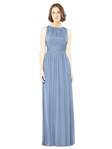 Open Keyhole Back Bateau Neck Chiffon Bridesmaid Dress Glasgow
