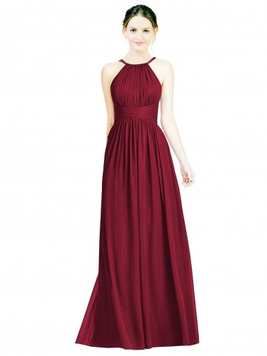 Halter Neck Open Back Draped Chiffon Bridesmaid Dress Glasgow
