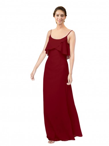 Scoop Neck Chiffon Bridesmaid Dress with Spaghetti Straps and Low Back Glasgow