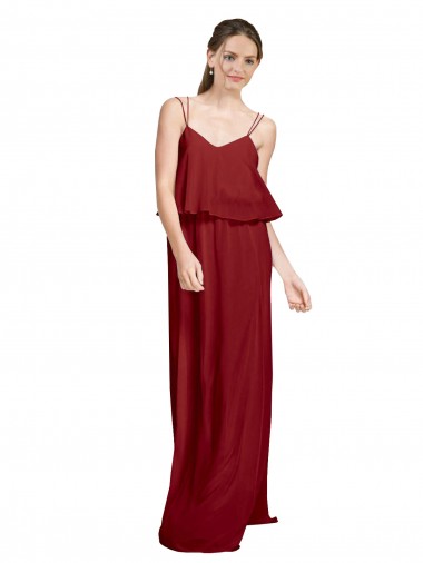 Long Chiffon Bridesmaid Dress with Slim Straps and Open Back Glasgow