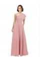 Chiffon Bridesmaids Dress with One Shoulder Flounced Sleeve