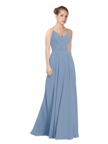 Chiffon Bridesmaids Dress with Draped V-Neck Bodice and Keyhole Back Glasgow