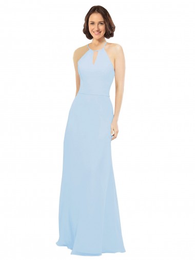 Floor Length Chiffon Bridesmaids Dress with Front Keyhole Neckline Glasgow