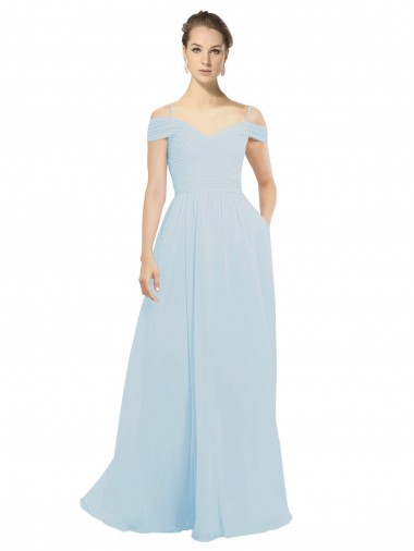 Chiffon Bridesmaids Dress with Off the Shoulder Draped Neckline Glasgow