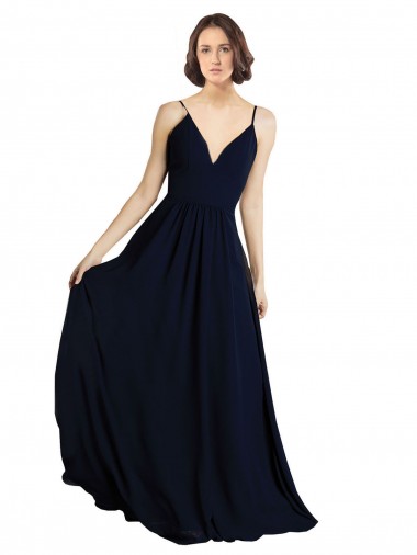 Simple Chiffon Bridesmaid Dress with Deep V-Neckline Glasgow