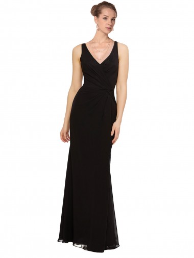 Open V-Back Chiffon Bridesmaids Dress with V-Neckine Glasgow