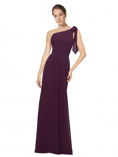 One Shoulder Chiffon Bridesmaids Dress with Shoulder Bow Glasgow