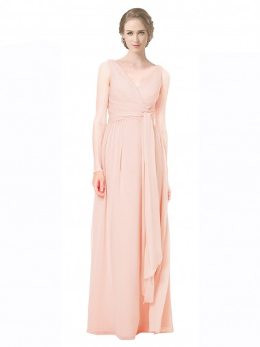 Full Length Chiffon Bridesmaid Dress with V-Front and Back Glasgow
