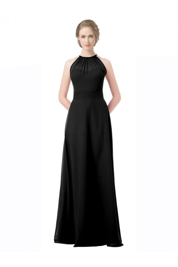 Full Length Chiffon Sweetheart Bridesmaid Dress with An Illlusion Overlay