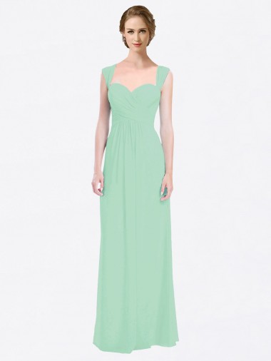 Long Chiffon Bridesmaid Dress with a Sweetheart Neckline and Pleated Shoulder Straps Glasgow