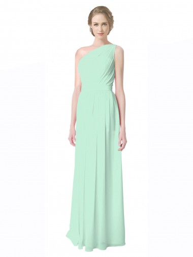 One Shoulder Chiffon Bridesmaid Dress with Asymmetrical Ruched Bodice Glasgow