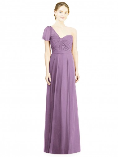 Flutter Sleeves One Shoulder Long Chiffon Bridesmaid Dress Glasgow