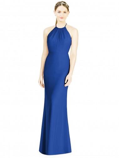 Criss Cross Low Back Halter Chiffon Bridesmaid Dress Glasgow