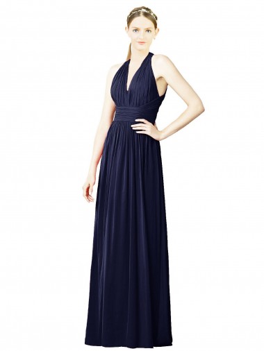 V-Neck Halter Long Open Back Chiffon Bridesmaid Dress Glasgow