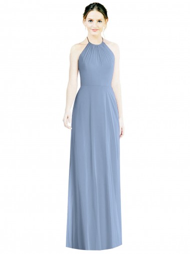 Halter Neck Tie Back Long Chiffon Bridesmaid Dress Glasgow