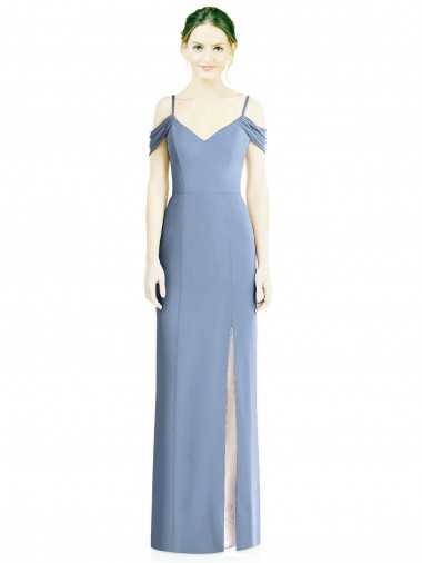 Draped Cold Shoulder Sweetheart Long Chiffon Formal Bridesmaid Dress Glasgow