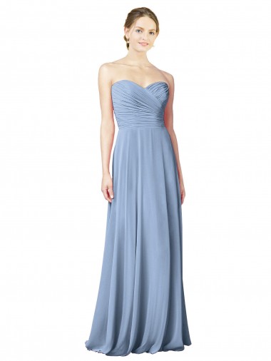 Draped Strapless Sweetheart Full Length Chiffon Bridesmaid Dress Glasgow