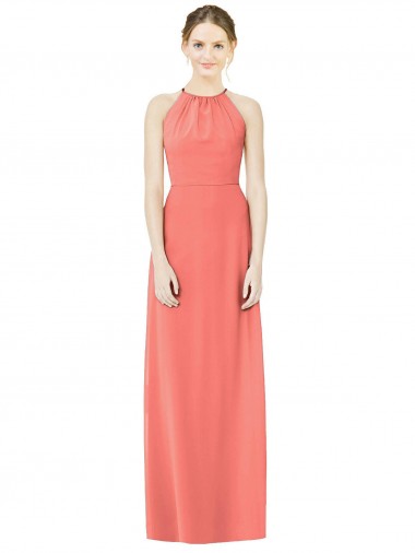 Open Back Shirred Halter Chiffon Bridesmaid Dress Glasgow