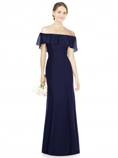 Off the Shoulder Full-Length Trumpet Chiffon Bridesmaid Dress Glasgow