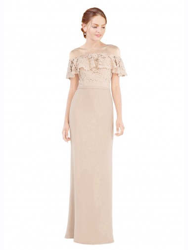 Off the Shoulder Sleeves Sheath Chiffon Bridesmaid Dress / Prom Dress Glasgow
