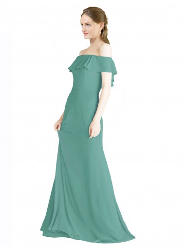 Off the Shoulder Bohemian Chiffon Bridesmaid Dress Glasgow