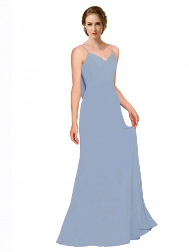 Cowl Back Long Chiffon Slip Bridesmaid Dress with Straps Glasgow