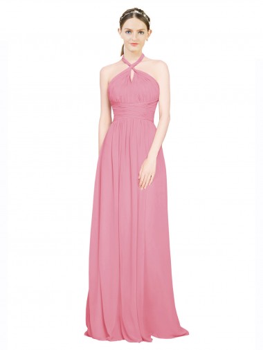 Halter Neck Keyhole A-Line Chiffon Bridesmaid Dress Glasgow