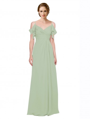 Split Cold Shoulder Draped A-Line Chiffon Bridesmaid Dress Glasgow