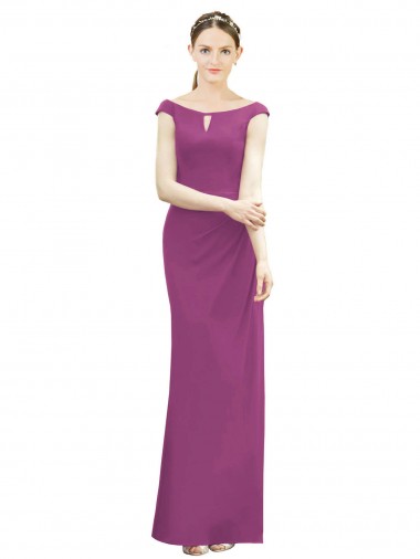 Full Length Long Chiffon Bridesmaid Dress with Boat Neck Glasgow