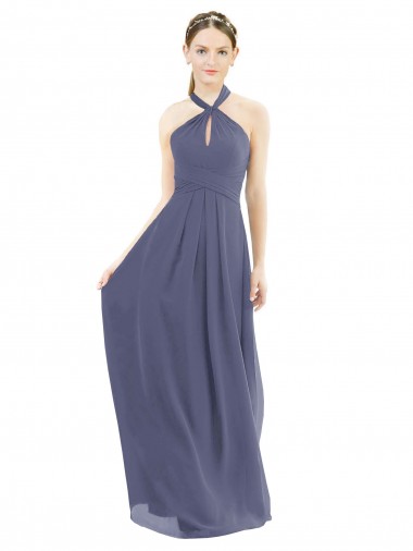 High Halter Neck Chiffon Bridesmaid Dress with Twist-Tie Glasgow