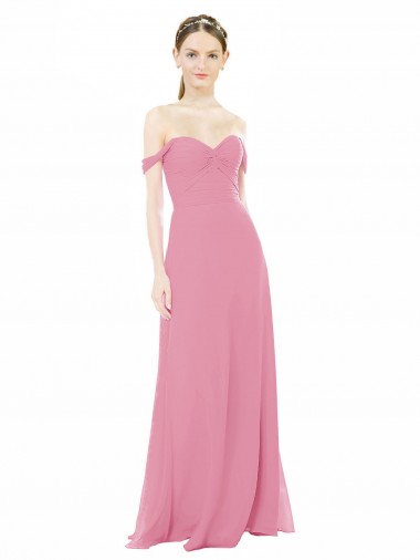 Fitted Sweetheart Bodice Chiffon Bridesmaid Dress with Draped Cap Sleeves Glasgow
