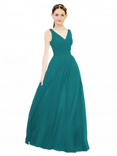 Figure Flattering Chiffon Bridesmaid Dress with Draped V-Neck Bodice Glasgow