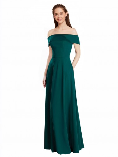 Classic Off the Shoulder Chiffon Bridesmaid Dress with Cap Sleeves Glasgow