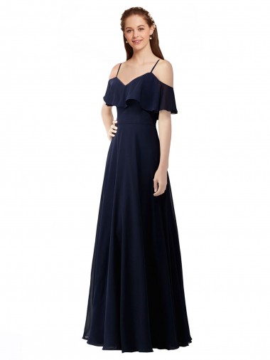 Chiffon Bridesmaids Dress with Off the Shoulder Ruffle Detail Glasgow