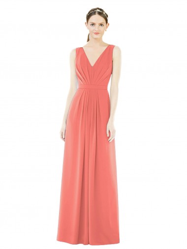 V-Neck V-Back Sleeveless Chiffon Bridesmaid Dress Glasgow