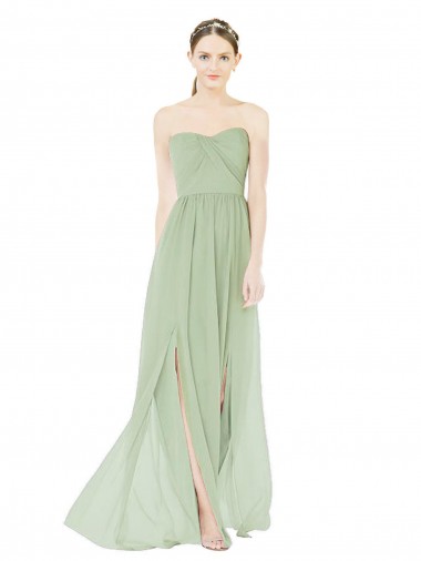 Strapless Draped Bodice Maxi Bridesmaid Dress with Front Slits Glasgow