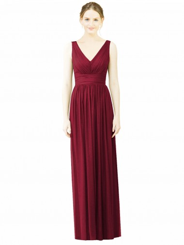 V-Neck Full-Length Sleeveless Low Back Chiffon Bridesmaid Dress Glasgow