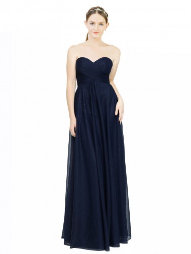 Strapless Sweetheart Long Chiffon Bridesmaid Dress Low Back Glasgow